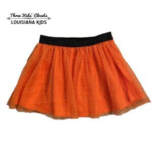 Halloween 2T Orange & Black Sparkly Tulle Skirt